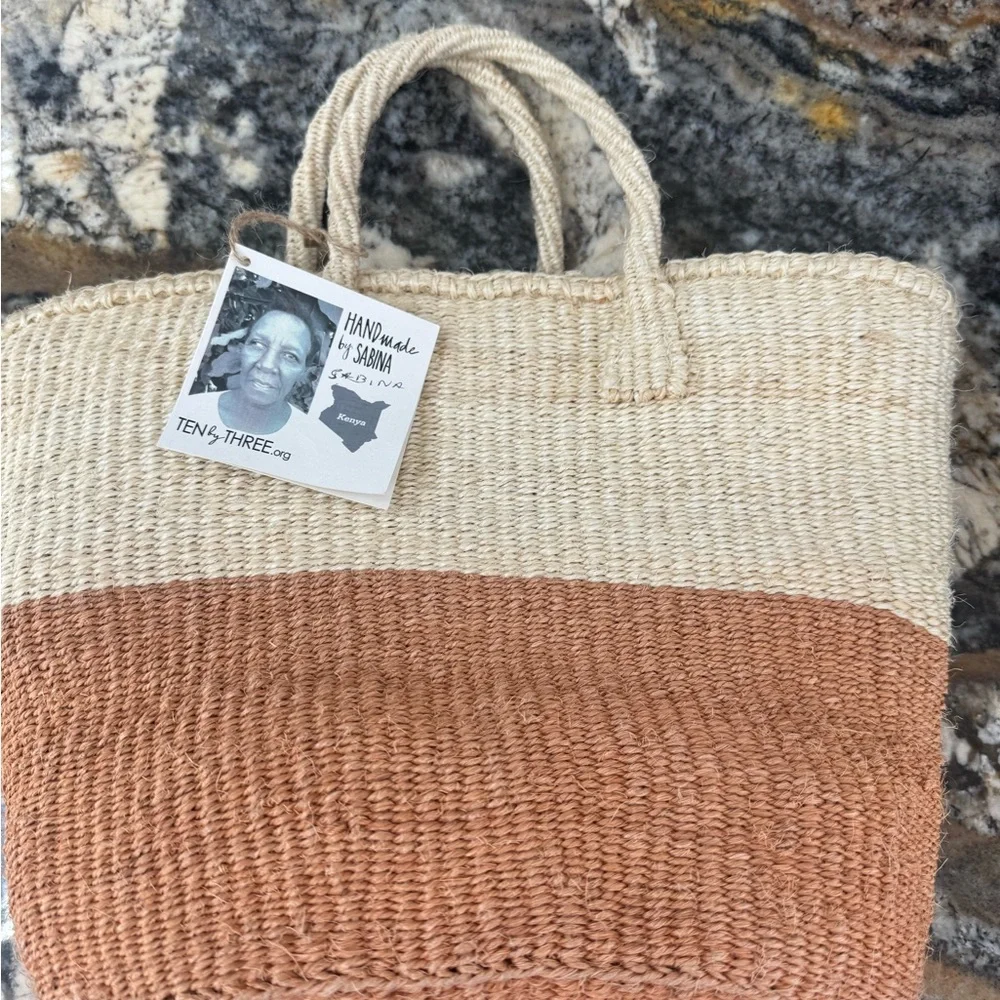 Handmade Two-Tone Tote Bag - Picture 1 of 3